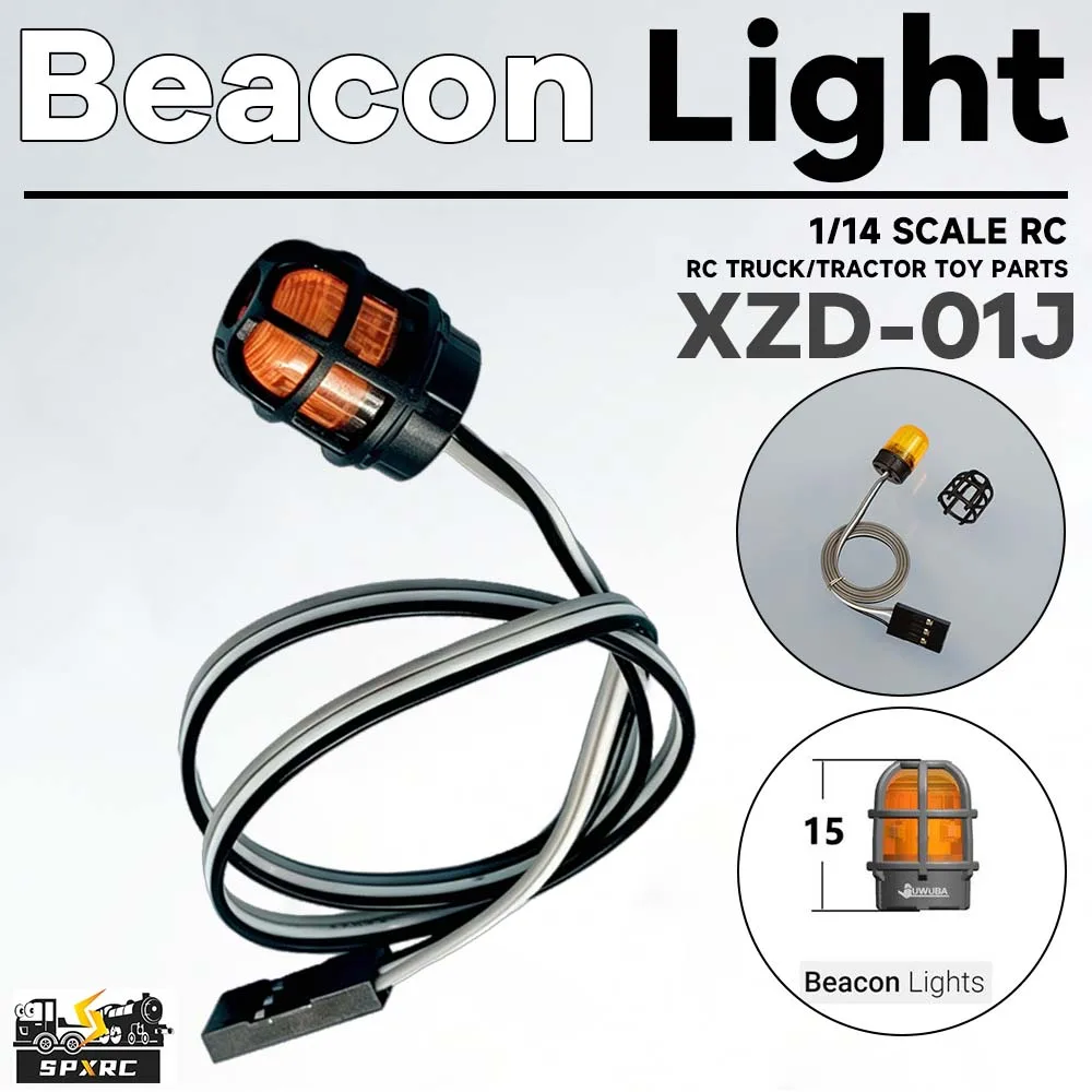 360 Degree Rotating Light Beacon Lamp XZD-01J Yellow For 1/14 Tamiyaa RC Dump Truck Tractor Scaniaa DIY Toy Model Parts