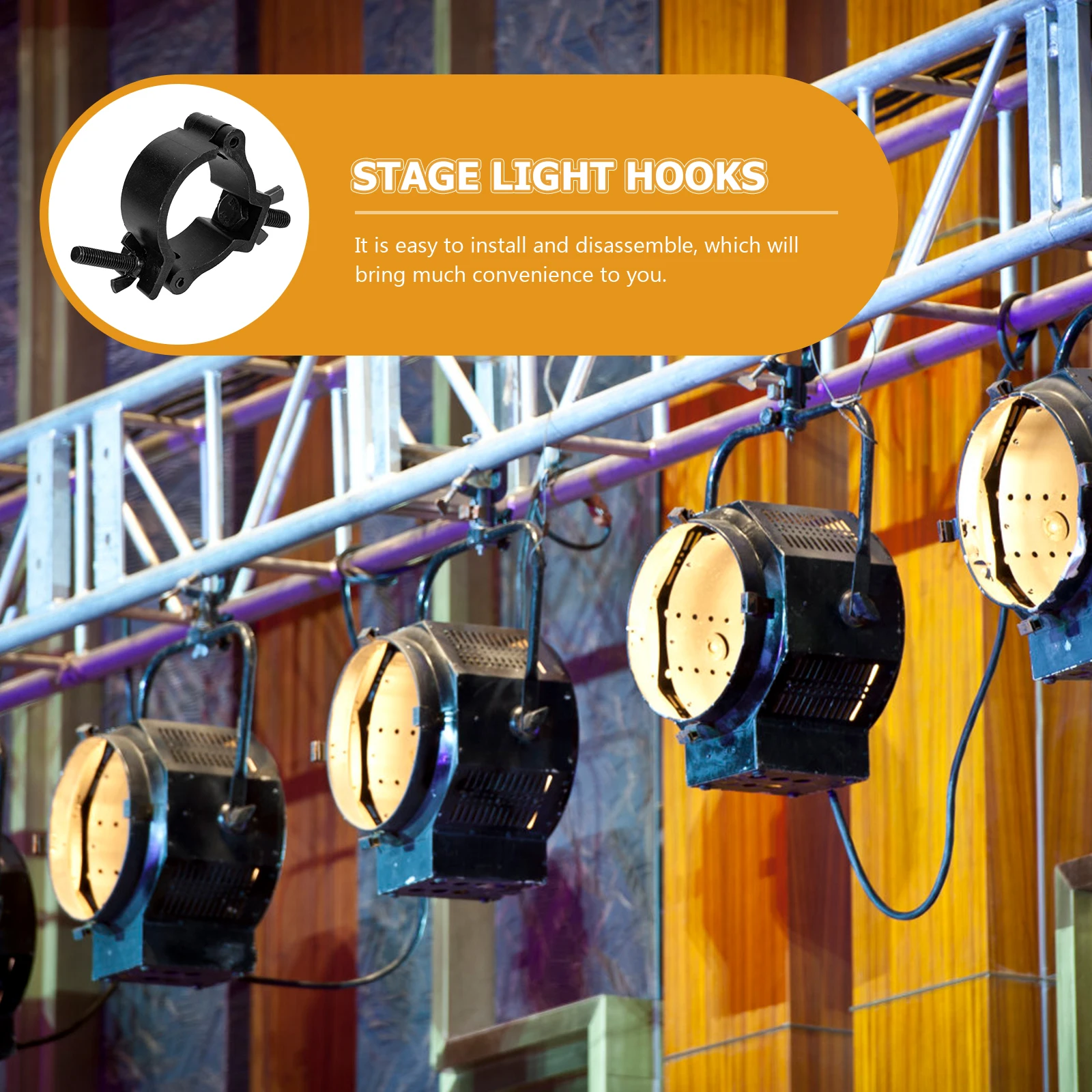 

2pcs Aluminum Alloy Stage Light Clamps Durable Lamp Hooks For Led Moving Head Truss Fixtures Sturdy Hanging Clips Stage Lamp