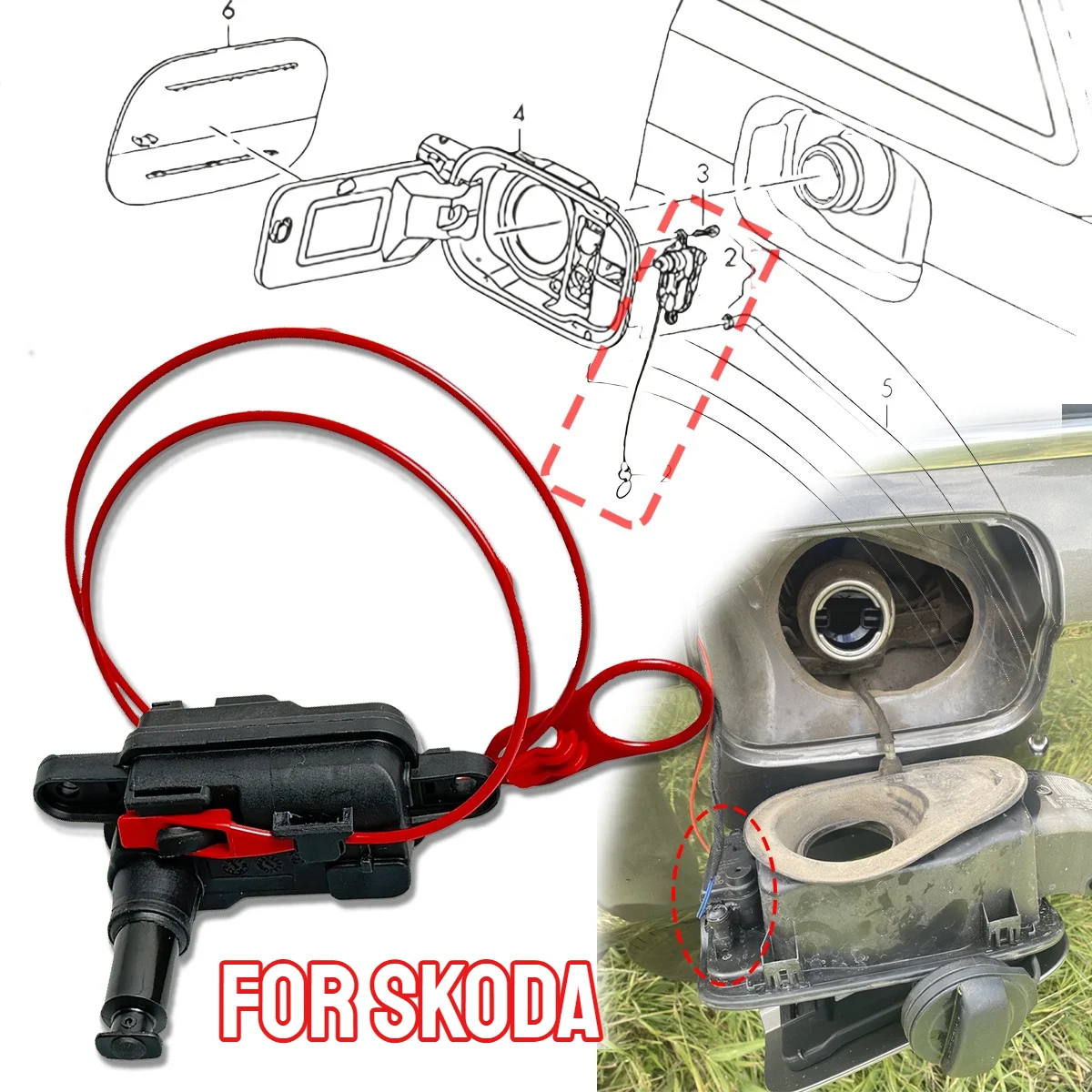 Fuel Filler Gas Cap Door Lock Actuator Enhanced Security Waterproof Sealed Motor 8V0862159A For Skoda Kamiq Karoq Kodiaq Octavia