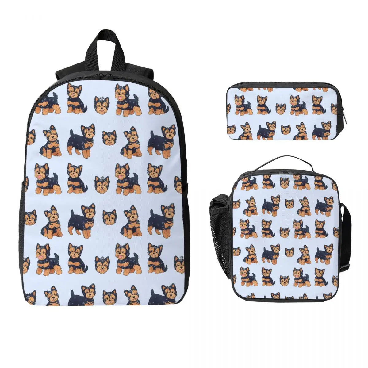 

Cute Yorkshire Terrier Dog Backpack Student Boys Girls BookBag School Bag Shoulder Bags 3ps Insulated Lunch Bag Pencil Case