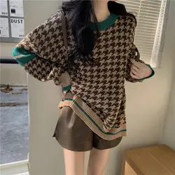 Vintage Sweaters for Women Cute Ladies Sweater with Headings Autumn 2024 Trend Knitted Harajuku Crochet Kawaii Cashmere Tops New