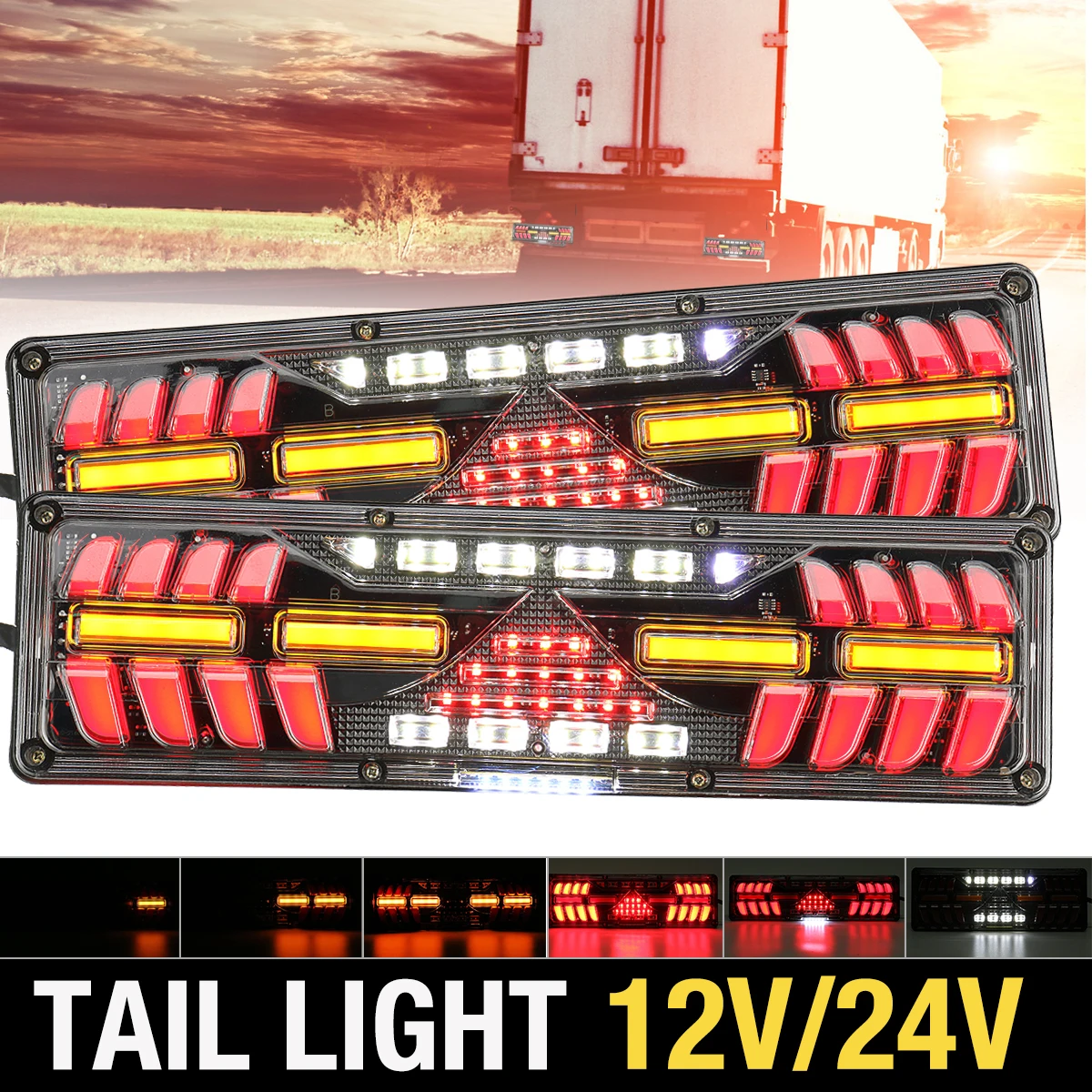 

2Pcs Car Trailer Trucks Tail light Car LED Rear Tail Light Running Turn Signal Rear Lamps Waterproof Taillight Parts 12V-24V