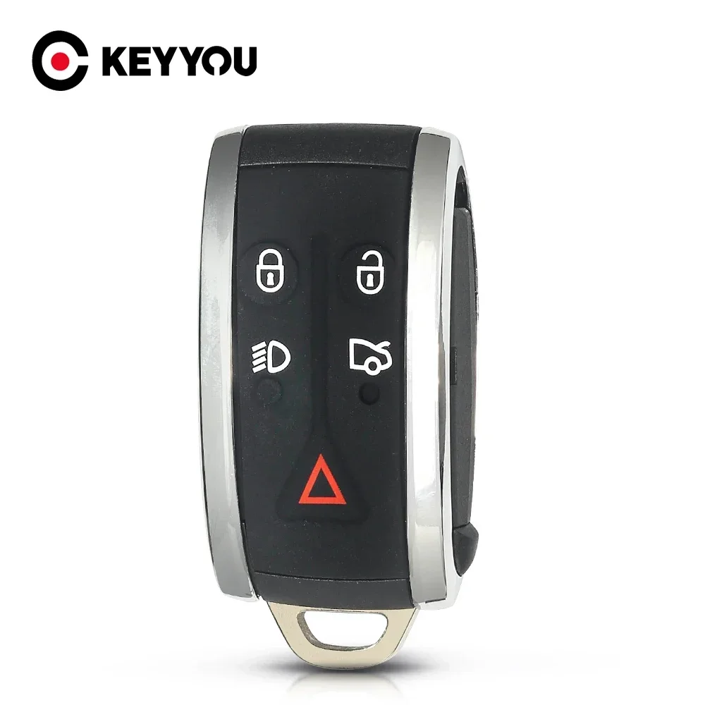 KEYYOU 5 Buttons Remote Key Case Cover For Jaguar X XF XK XKR Smart Prox New Smart Prox Car Key Fob Shell Case Housing + Blade