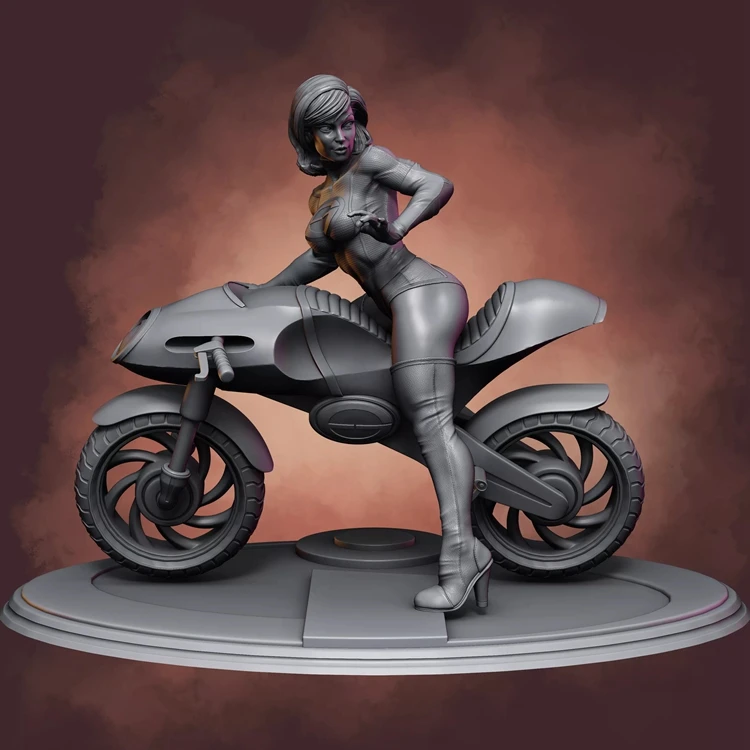 1/24 75mm 1/18 100mm Resin Model Girl on Moto Pilot Figure Unpainted No Color RW-329