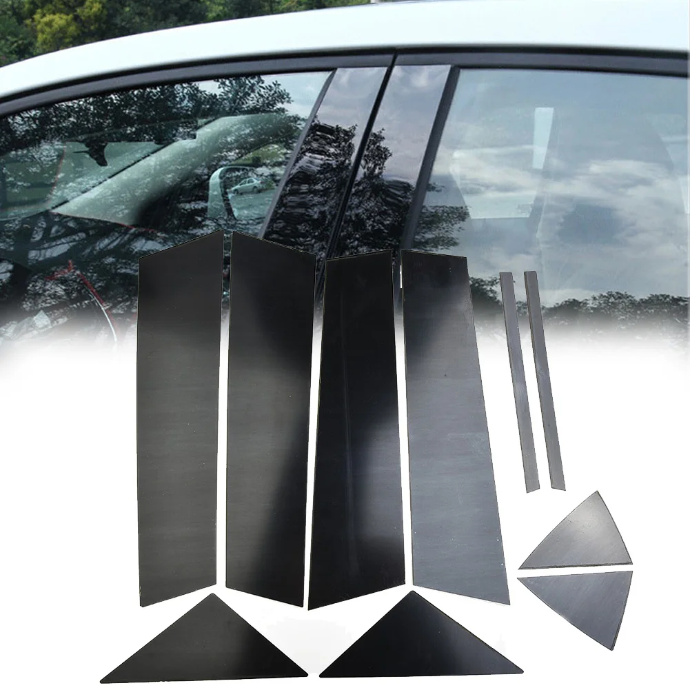 10pcs Black Advanced PC Plastic Cement Pillar Posts For Mazda 3 Axela 2014~2017 Cover Door Casement Trim Car Stickers