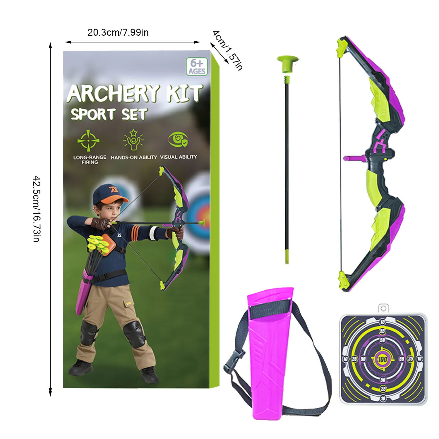 مجموعة القوس والسهم للأطفال، مجموعة الرماية مع 3/10/12 أسهم كأس الشفط، جعبة والويب الهدف للداخلية/الخارجية، هدية عيد الميلاد #5