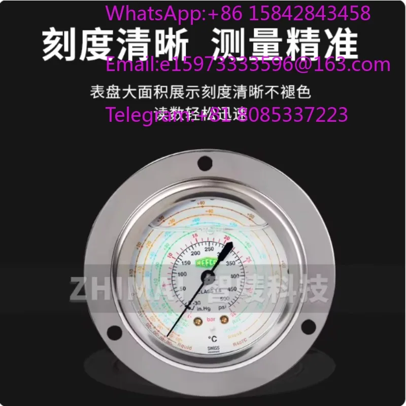 Axial Radial Pressure Gauge, R22 R134a for Refrigeration AC High Low Pressure Test