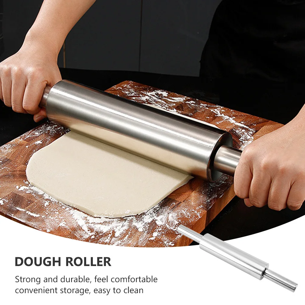 

1Pcs Stainless Steel Non-Stick Rolling Pin for Baking Cookies Pie Pasta Pizza Ravioli Dumpling Easy Clean Storage