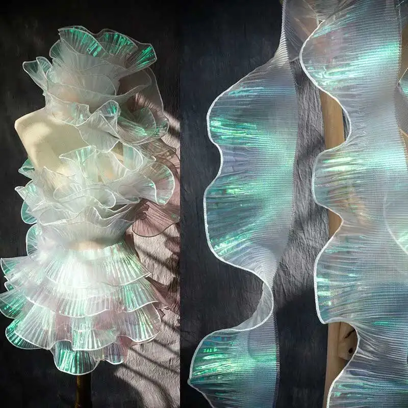 Mermaid through ruffles, pleats, large lace, illusion gradient, organgauze fabric, decorative fabric accessories