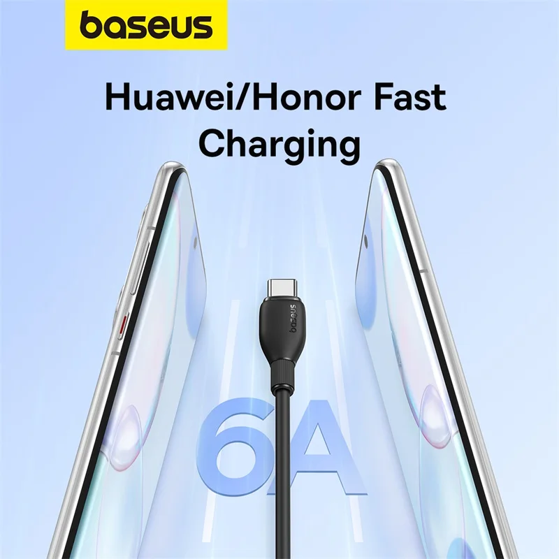 Baseus USB C 타입 케이블, 화웨이 아너, 샤오미, 삼성 슈퍼 차지, 고속 충전, USB C 충전기, 데이터 케이블 와이어 코드, 66W, 100W