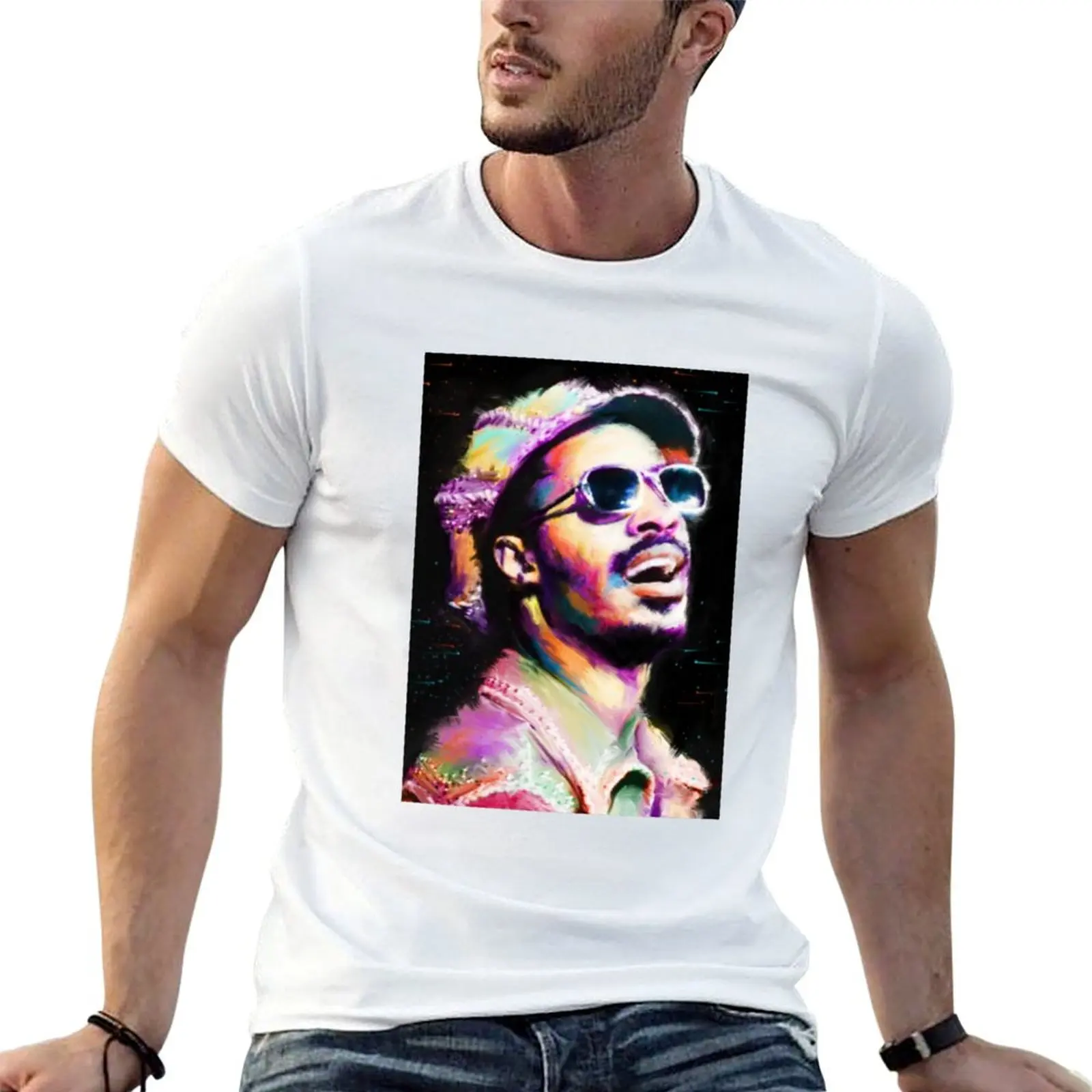 

Stevie Wonder Abstract colorful pop art Stevie Wonder_ T-Shirt t shirts for man slim fit man t shirts for men T-Shirt