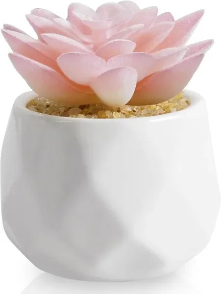 

Искусственные суккуленты в горшках - розовые, маленькие, для домашнего декора, для интерьера