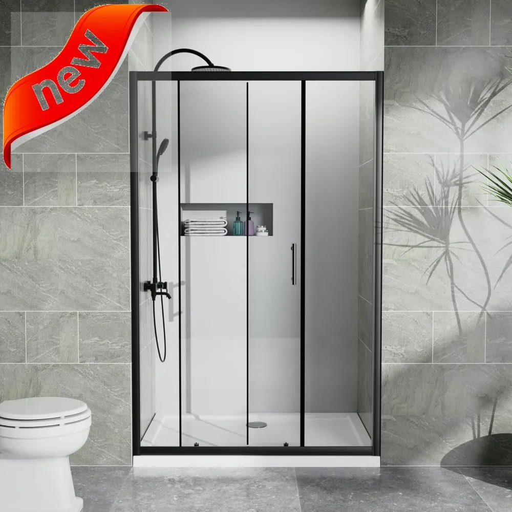 

48 Wide x 72 Tall Aluminum Frame Clear Tempered Glass Sliding Shower Door with SGCC Standard