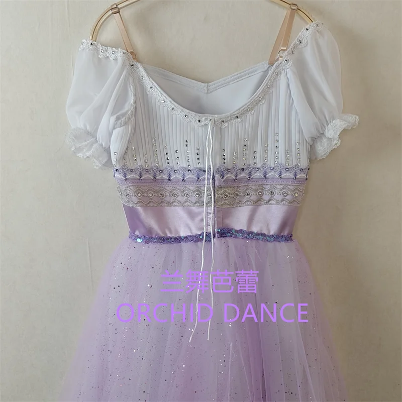 BT01664 Alta Qualidade Tamanho Personalizado Crianças Meninas Ballet Dança Performance Wear Gilsay Lilás Longo Vestido Tutu Romântico