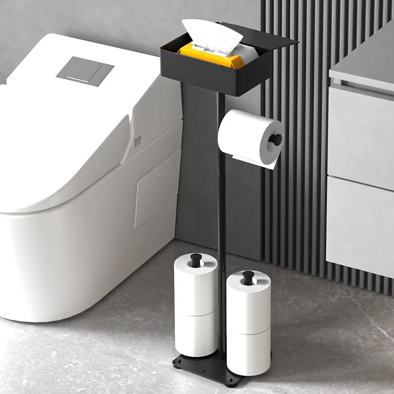 

Toilet Floor Standing Tissue Holder Single Pole Stainless Steel Floor Roll Paper Holder Bathroom Floor Toilet Paper Box