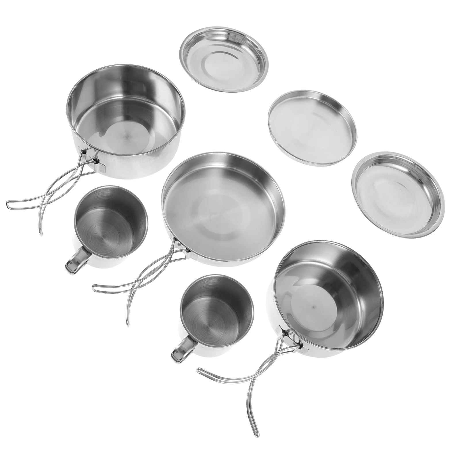 

Outdoor Camping Tableware Cookware Pot Stainless Steel Outdoor-cookware Frying Pan Suite Travel