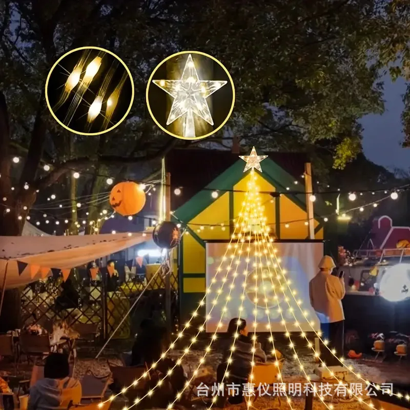 LED Christmas Waterfall String Light Christmas Tree Indoor Outdoor Garland Decoration Solar / USB Lamp for Garden Party Wedding