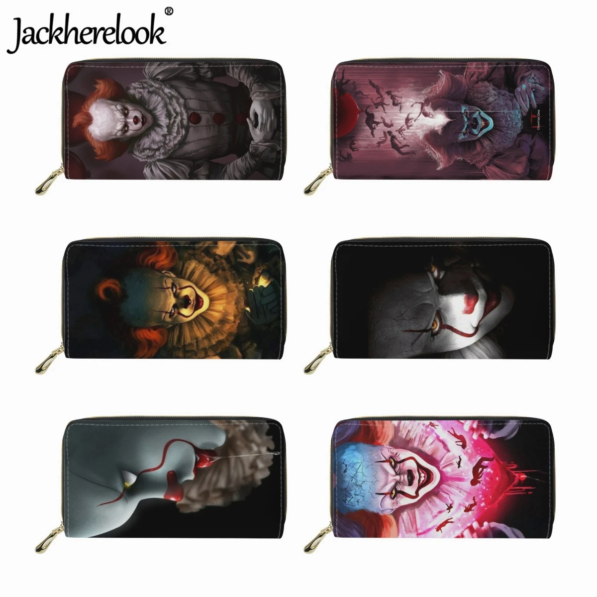 

Jackherelook Pennywise Clown Pattern Wallet Women's Fashion Long Money Bag Trendy Teen Purse Ladies Luxury Leather Card Holder