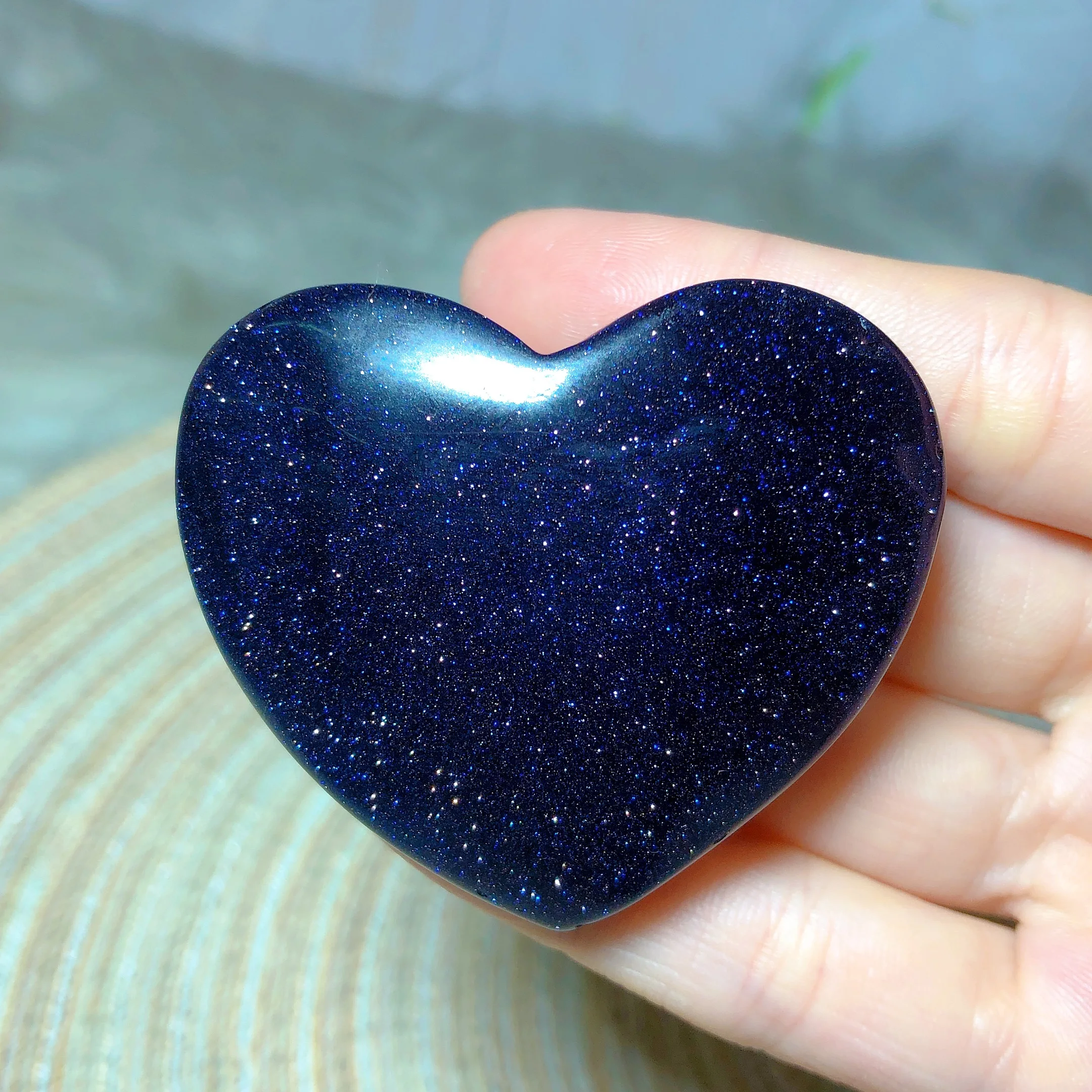 

Natura Crystals Blue Sand Stone Polished Heart High Quality Wholesale Ore Gemstone Home Decorations Energy Healing Room Decor