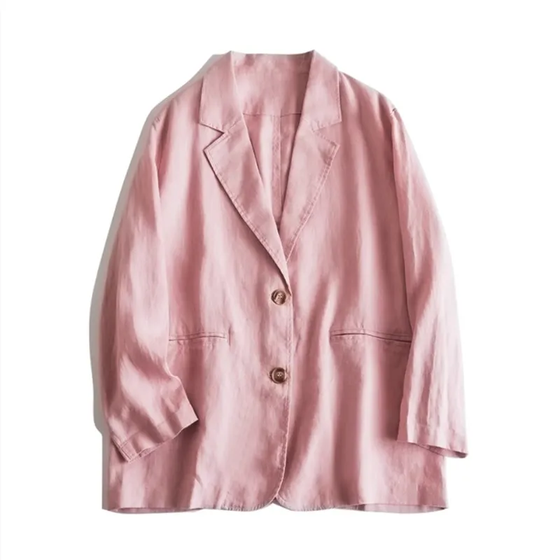 بدلة كتان نسائية Jaet كاجوال طويلة Sve عتيقة شعور راقي لربيع الخريف متعددة الاستخدامات من القطن والكتان قمة عصرية #5