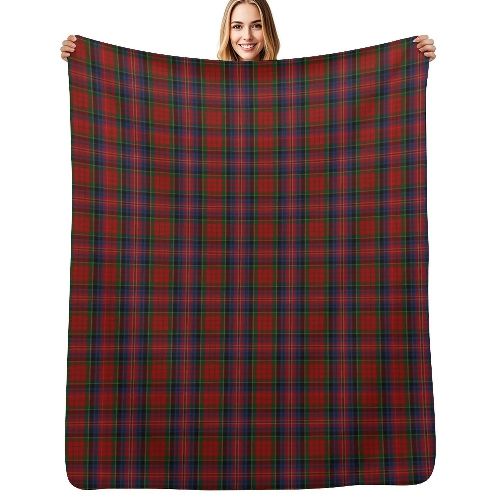 MacPherson Clan Tartan Throw Blanket Soft Solid Color Blanket for Couch Bed