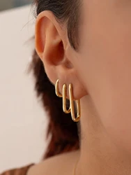 3 Pairs U-Shaped Huggie Hoop Earrings for Women, 14k Gold Plated Earrings Set for Multiple Piercing Dainty Trend Hoop Earrings