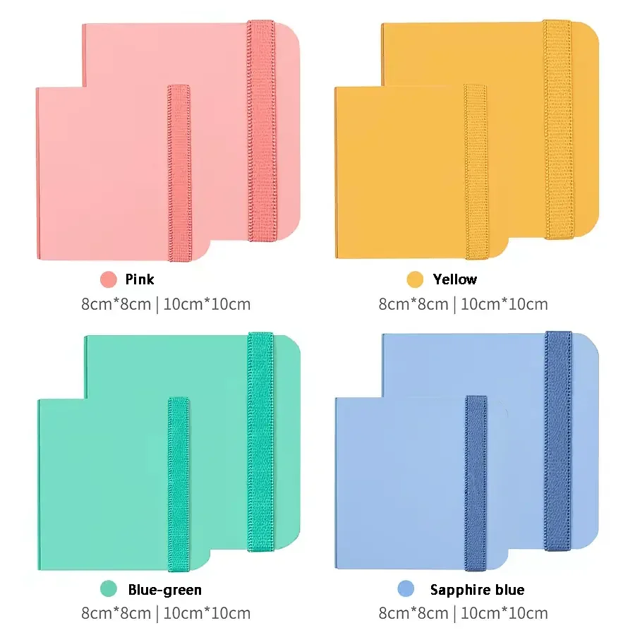 300 GSM Fine-Grain Paper, Portable with Elastic Closure, 8 x 8 cm or 10 x 10 cm, for Acrylic Markers, Fountain Pens and Outdoor Painting, Mini Watercolor Sketchbook