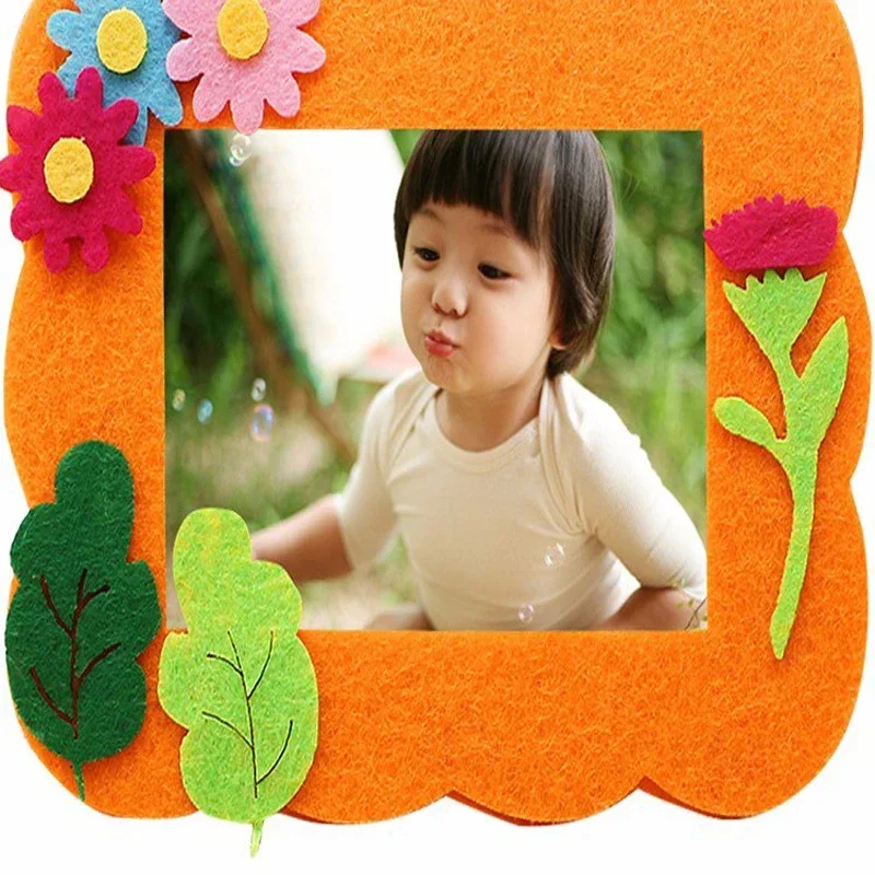 Children Handmade DIY Photo Frame Puzzle Toys Non-woven Pretty Printed Kids Handmade Decoration Early Education Creative Frame