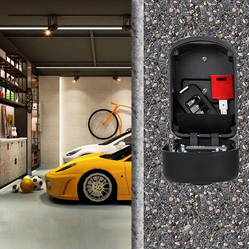 4 Digit Combination Key Storage Lock Box Key Bag Lock Box Wall Mounted Key Safe Storage Weatherproof Box For Home Outdoor