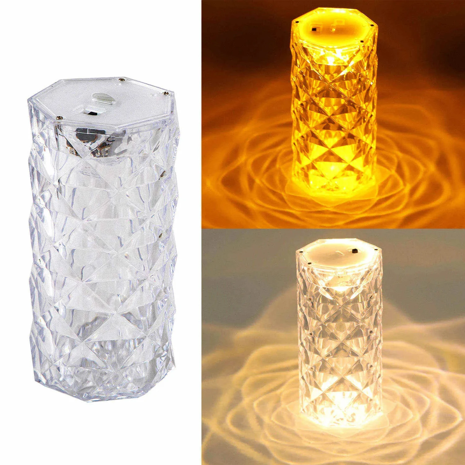 

New Crystal Table Lamp Rose Lamp With - Control,LED Nightstand Lamps Living Room Bedroom, Decorative Light Party Dinner