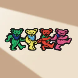 1PC Grateful Dead Dancing Bears Embroidered Patch Iron On Hip Hop Rock Badge DIY Gift For Clothes Cap Bag Jacket Trucker Hat