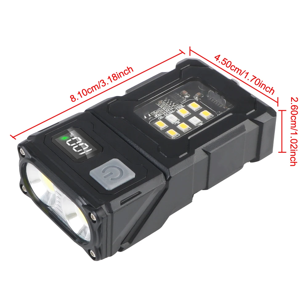 USB Rechargeable Multifunctional Portable Adjustable Angle Flashlight Emergency Light Side Lamp Hiking Camping Working