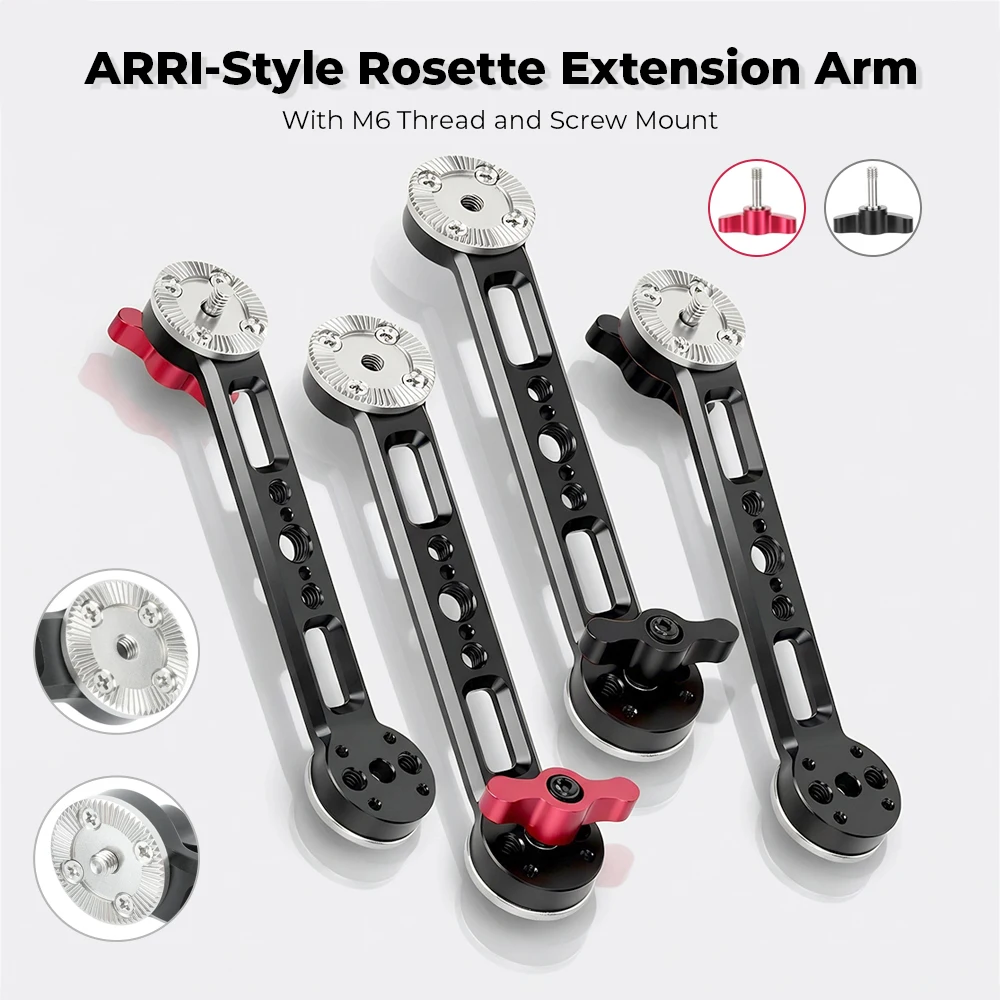 CAMVATE ARRI-Style Rosette 6.1 inci Extension Arm dengan Ulir M6 dan Dudukan Sekrup Shoulder Cage Magic Arm Untuk Pegangan Tangan