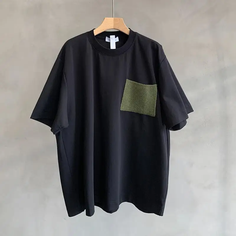 

Summer 2024 Boyfriend New Pullover O-Neck Patchwork Pocket Solid Color Fashion Minimalist Casual Short Sleeve T-Shirts Tops