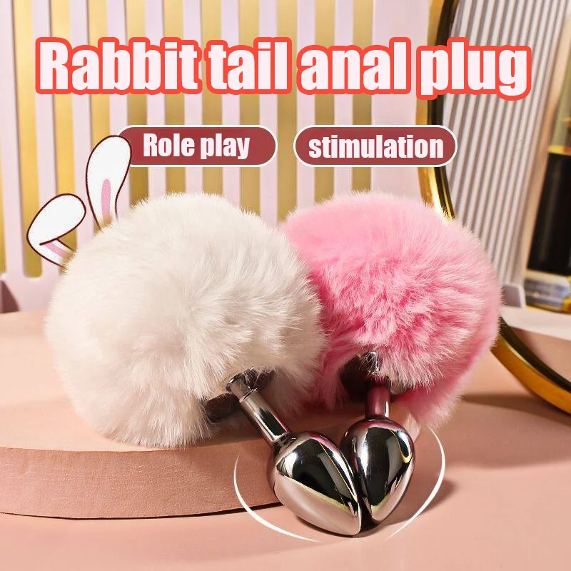 Mini Bunny Tail Butt Plug Cosplay Anal Beads Metal Butt Plug Dildo BDSM Beginner Anal Plug Massage Balls Sex Toys for Men Women