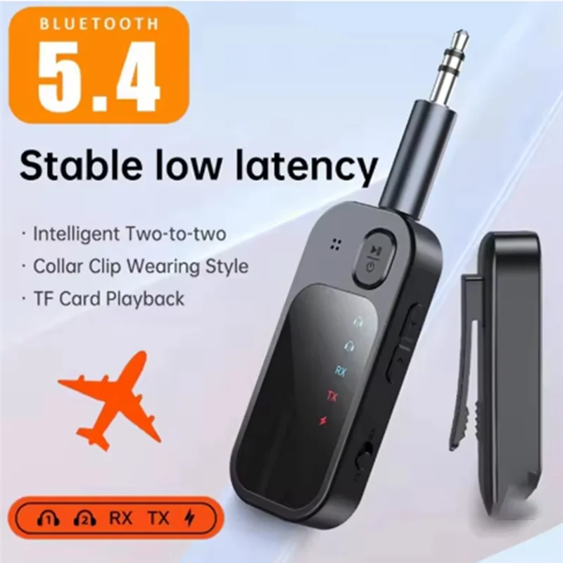 A92Z Penerima Pemancar Bluetooth 5.4 2-In-1 Adaptor Bluetooth Nirkabel Pemancar Penerima Bluetooth 2 Hingga 2