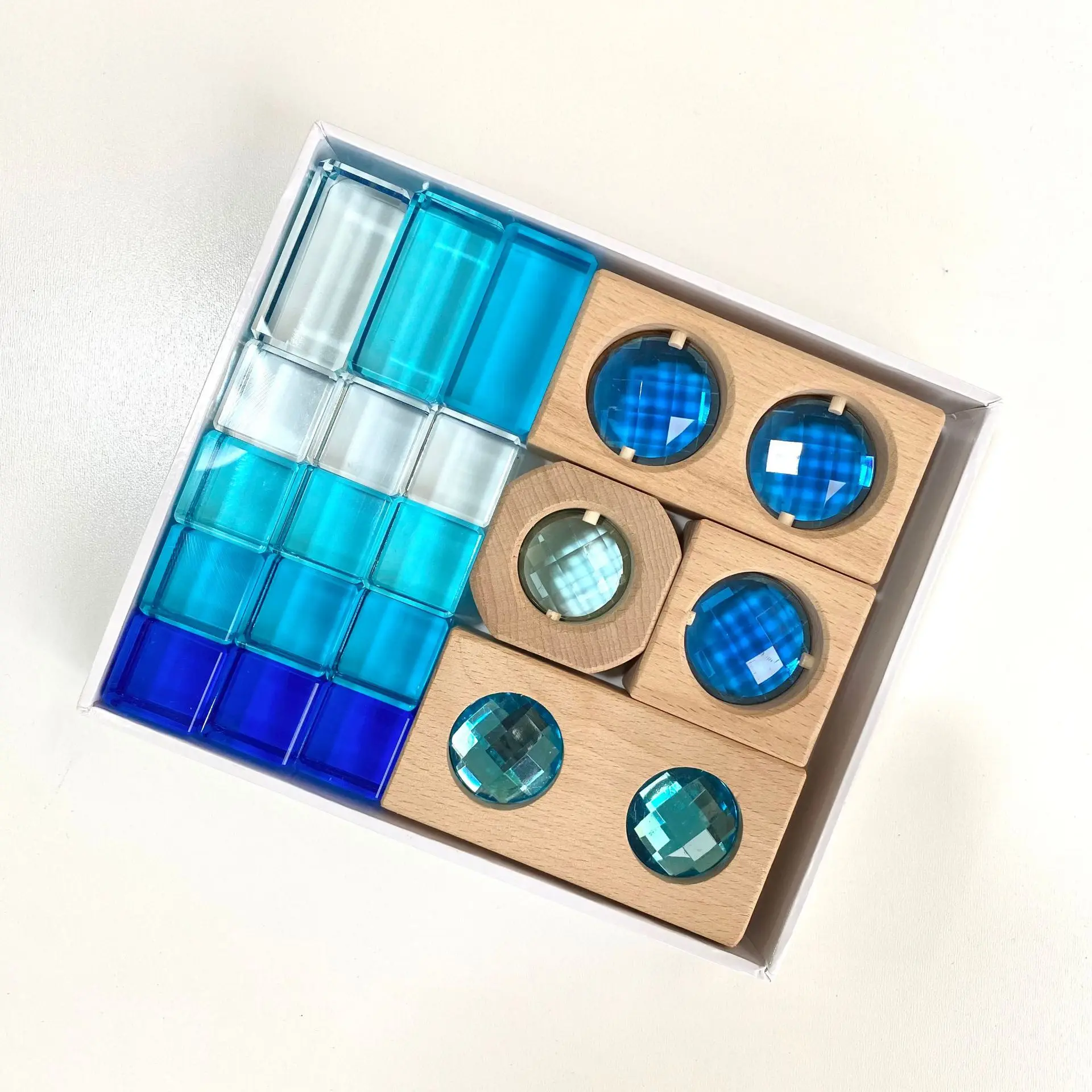 

Kids Lucite Cubes Acryllic Crystal Stacking Window Blocks Color Street Gems Stone Montessori Educational Toys