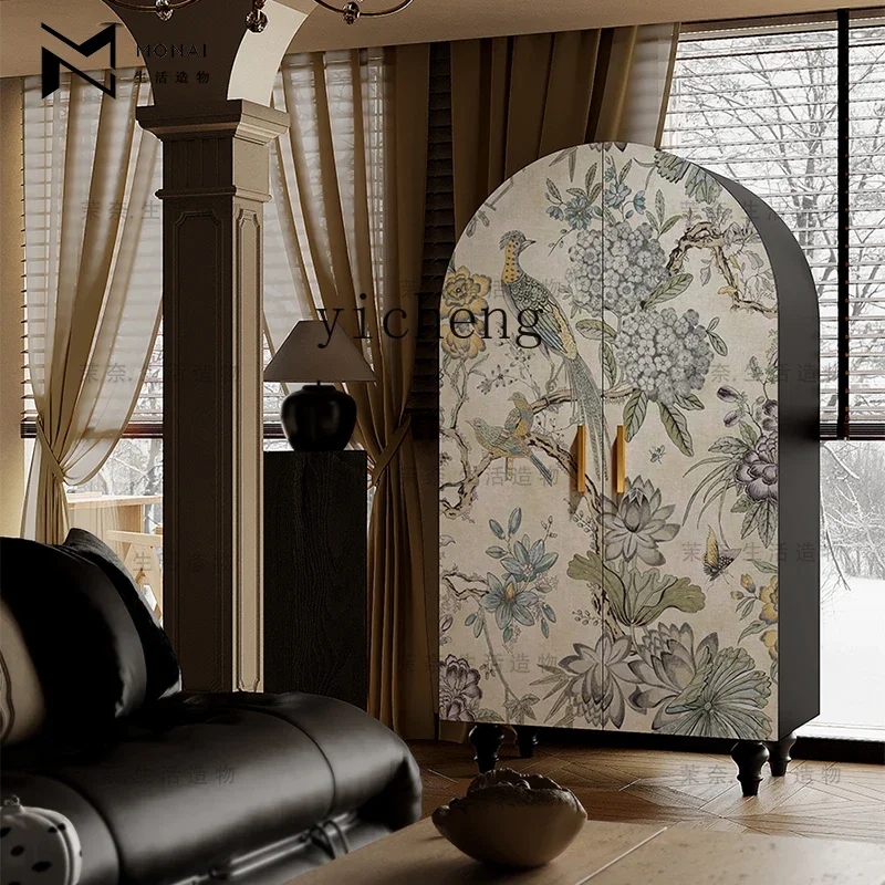 GZ-1   wardrobe living room storage cabinet bedroom hanging wardrobe solid wood decorative cabinet locker