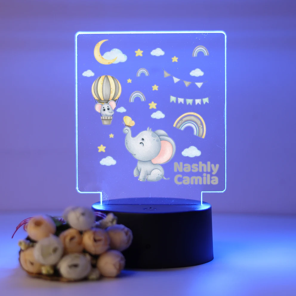 

Elephant Customize the name Kids Night Light For Bedroom Decor Birthday Gift 3D Led Night Light