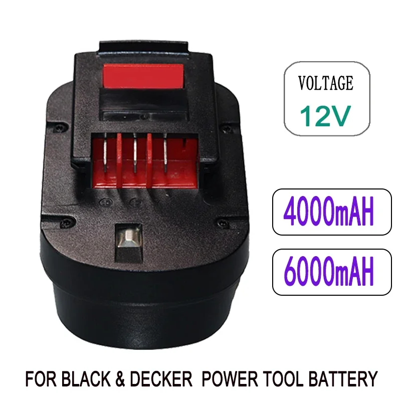 

12V 4000/6000mah Rechargeable Battery for Black&Decker A12 A12EX FSB12 FS120B A1712 HP12K HP12 Ni-MH Replacement Drill Battery