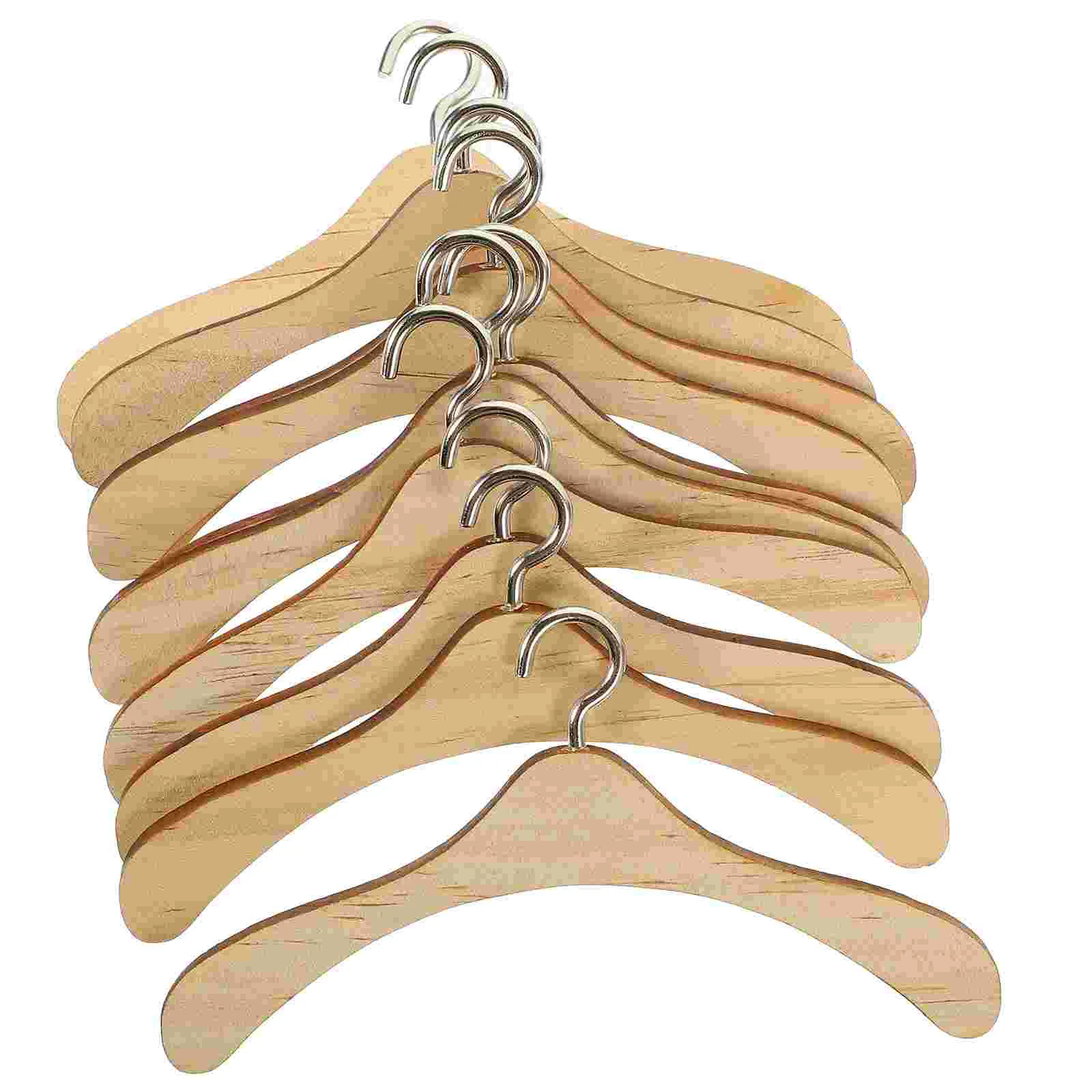 10 Pcs Hangers Bjd Salon Home Supplies 10pcs (12cm Hanger) Mini Wooden Miniature Small Clothes Toddler