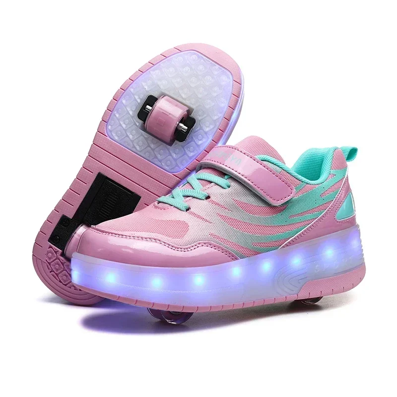 Children's Roller Skating Shoes LED Light Up Children's Gift Boys and Girls' Party Lighted Shoes Christmas Birthday Gift