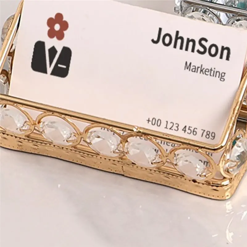 1Set/2Pcs Crystal Business Card Holder Set, With Base
