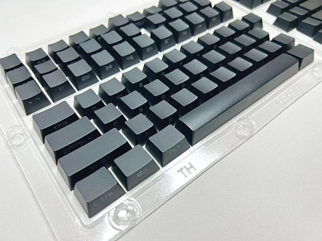 Pure white side engraved translucent keycaps OEM highly blackberry color side engraved/black side engraved micro matte keycaps