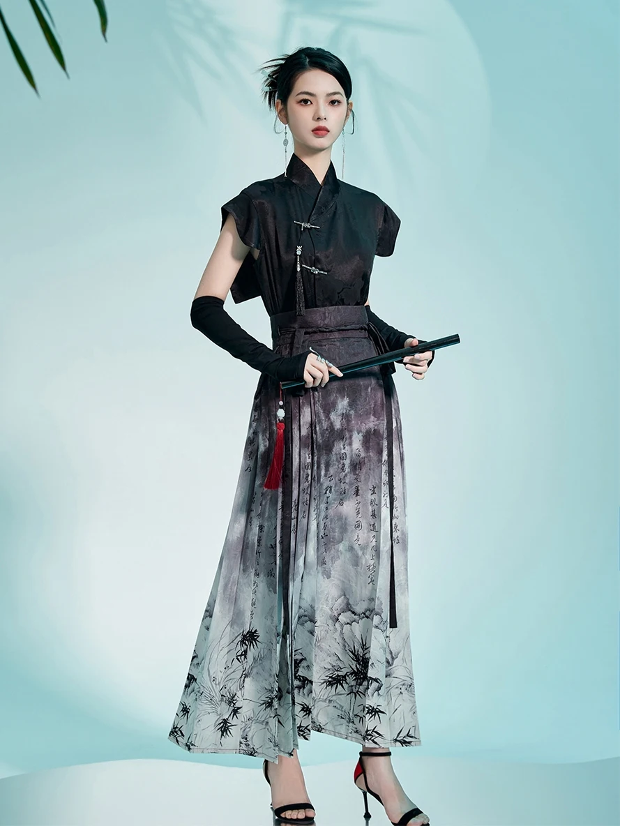 

Новая китайская юбка-майфэн в национальном стиле BingDai, улучшенная модель, весна-лето, для повседневной носки, в стиле Ханьфу