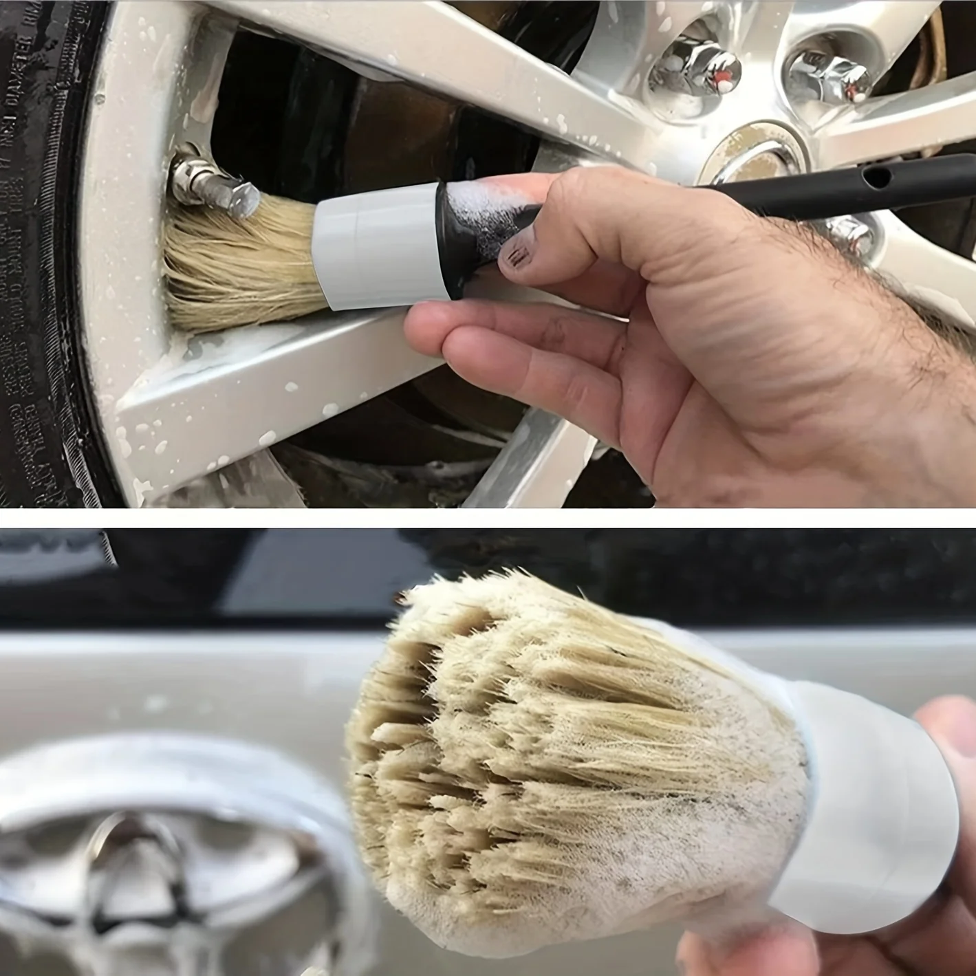 非常に柔らかい車のディテールブラシ,エンブレム,ホイール,インテリアアクセサリーの洗浄に最適,5個