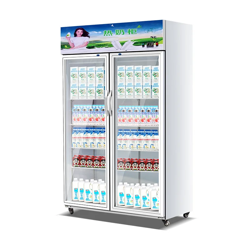 Commercial Stainless Steel Milk Beverage Warmer Cabinet 200L Electric Double Anti-Fog Glass Door 50-70C Temperature Control