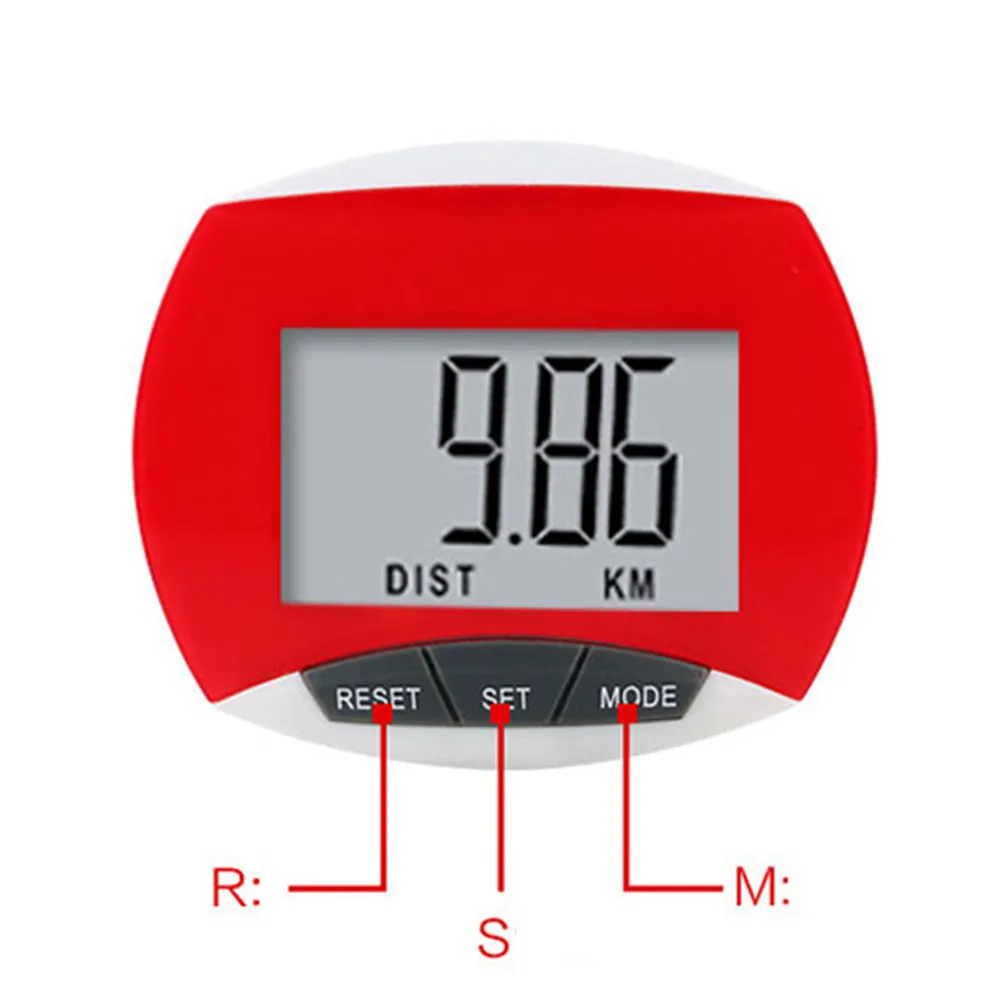 Multifunctional Pedometer Red Portable Running Fitness Tool Sports Accessories Tracker for Man Woman Walking Plan