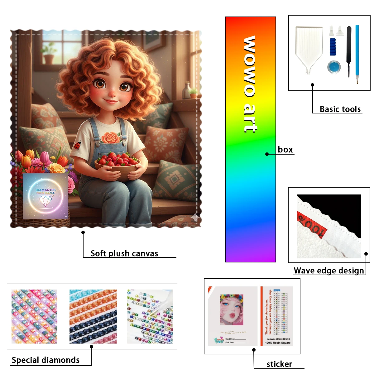 

【Diamantes con Dana】Маленькая девочка, выбирая клубники, 100% смола, набор для алмазной штамповки FD+ab+xc, идеальный шедевр worth Bu