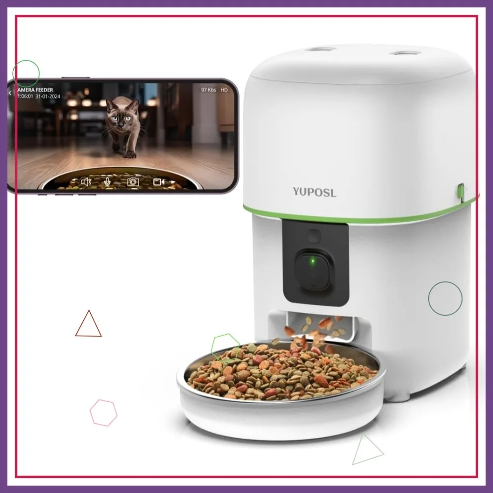

5G WiFi Automatic Cat Feeder with Camera, 1080P Night Vision, 1-15 Meals, 2-Way Audio, Timed Pet Feeder for Cats & Dogs